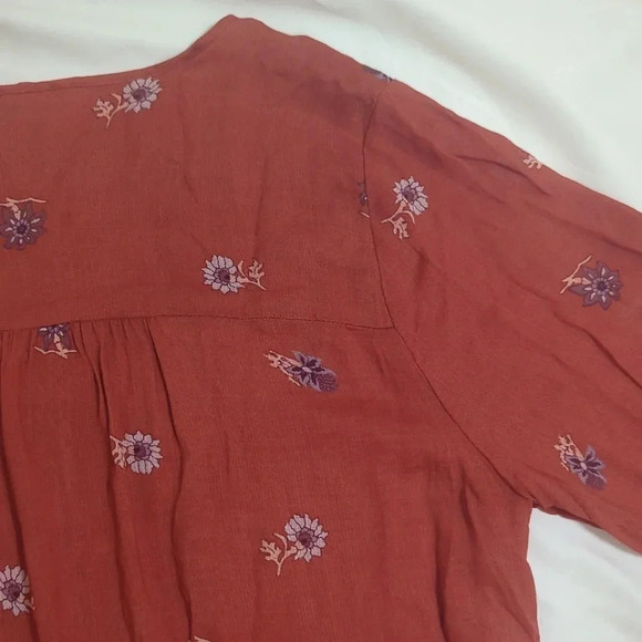 Lucky Brand Floral Peasant Top, Color Rust Size L - Picture 11 of 14